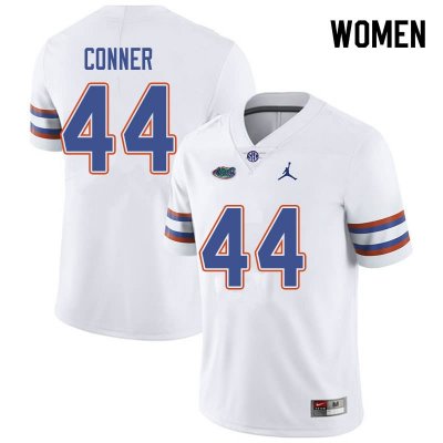 Women's Florida Gators #44 Garrett Conner NCAA Jordan Brand White Authentic Stitched College Football Jersey DQZ4362GE